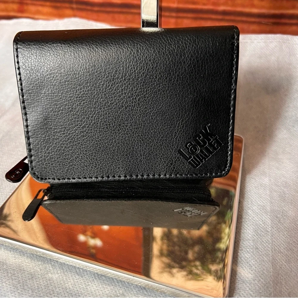 NWOT RFID Black Card Holder Wallet, 20 slots plus ID window